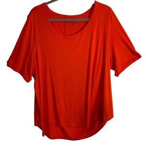 Lane Bryant Red T-Shirt Scoop Neck Short Sleeve Plus Size 18-20